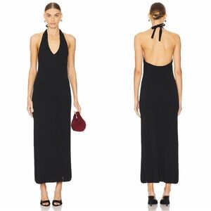 Show Me Your Mumu Kate Halter Dress in Black Knit